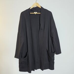 Pact Black Airplane Wrap Organic Cotton open hang cardigan Size XL/XXL